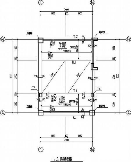 4层独立基础框架结构办公楼CAD施工图纸(带雨篷)(平面布置图) - 3
