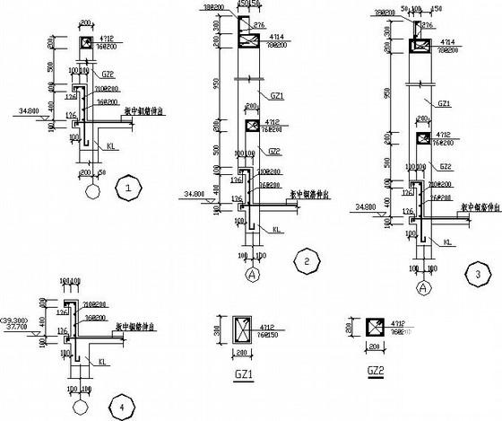 12层筏型基础框剪住宅结构CAD施工图纸(楼梯剖面图) - 4