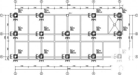 8度区框架职工食堂结构CAD施工图纸(平面布置图) - 1