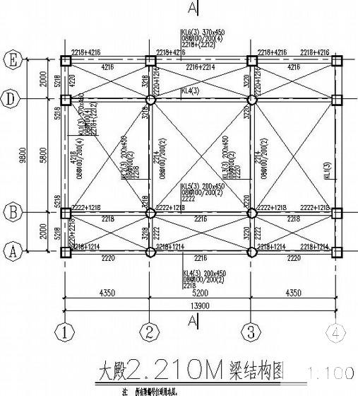 混凝土框架老年活动中心结构CAD施工图纸（条形基础）(平面布置图) - 2