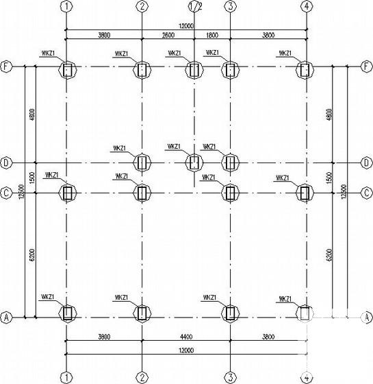 桩基础私人住宅框架结构CAD施工图纸(平面布置图) - 1