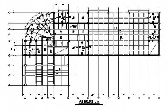 8层框架结构办公综合楼结构CAD施工图纸(平面布置图) - 1