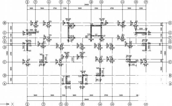 11层框架剪力墙小高层住宅楼结构CAD施工图纸（桩基础）(平面布置图) - 1