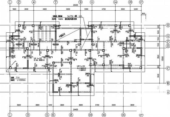 11层框架剪力墙小高层住宅楼结构CAD施工图纸（桩基础）(平面布置图) - 3