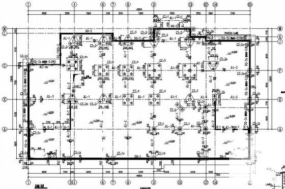 3层桩基础框架结构中学食堂结构CAD施工图纸 - 1