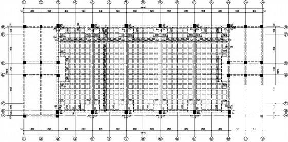 空心密肋楼盖地下车库结构CAD施工图纸（筏型基础）(平面布置图) - 1