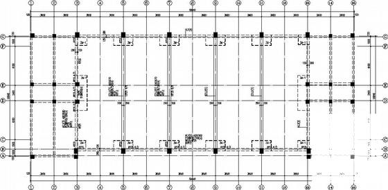 空心密肋楼盖地下车库结构CAD施工图纸（筏型基础）(平面布置图) - 2