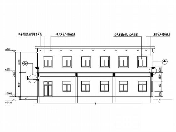 两层简洁高级中学食堂建筑施工CAD图纸 - 2