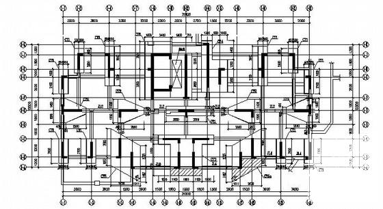 22层剪力墙农转居公寓（1、2#）结构CAD施工图纸(平面布置图) - 1