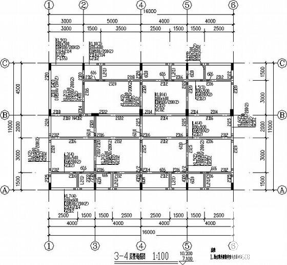 4层桩基础框架私人住宅楼结构CAD施工图纸 - 2