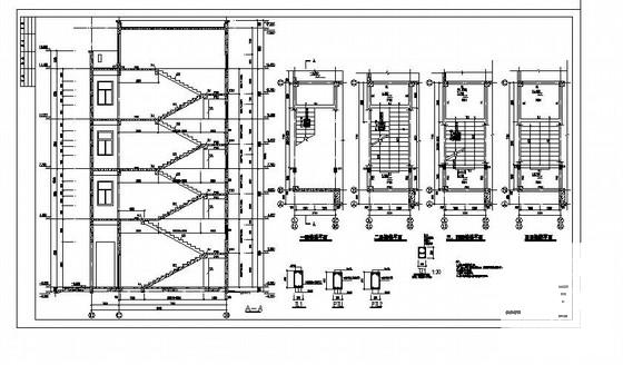 4层框架结构宿舍楼结构CAD施工图纸 - 4