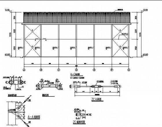 拱形钢结构屋顶网球场结构CAD施工图纸(柱下独立基础) - 2