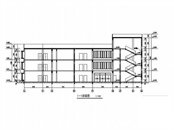 3层框架结构长方形体块县级幼儿园建筑施工CAD图纸 - 2
