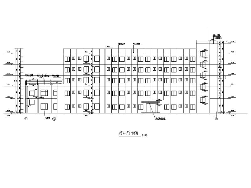 大学现代多层食堂综合楼建筑设计CAD施工图纸(钢筋混凝土结构) - 1