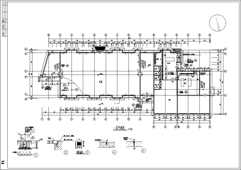 大学现代多层食堂综合楼建筑设计CAD施工图纸(钢筋混凝土结构) - 5