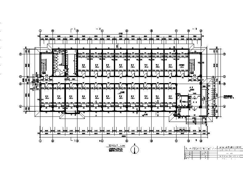 市级现代风格中学宿舍楼及食堂CAD施工图纸(建筑面积) - 3