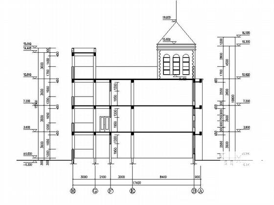 3层框架结构12班幼儿园建筑施工CAD图纸 - 2