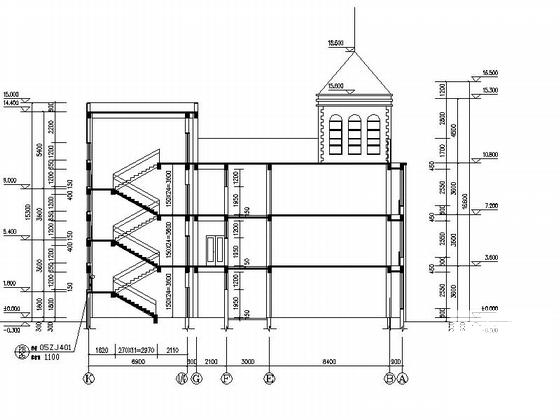 3层框架结构12班幼儿园建筑施工CAD图纸 - 5