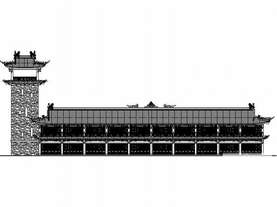 2层仿古美食商业街建筑施工CAD图纸 - 1