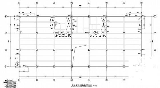 10层框架结构厂房结构CAD施工图纸（局部剪力墙）(平面布置图) - 1