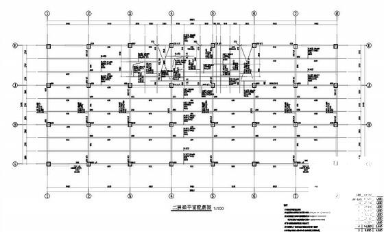 10层框架结构厂房结构CAD施工图纸（局部剪力墙）(平面布置图) - 2
