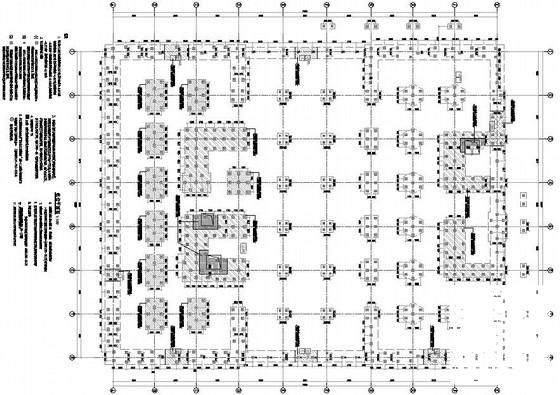 10层框架结构厂房结构CAD施工图纸（局部剪力墙）(平面布置图) - 3