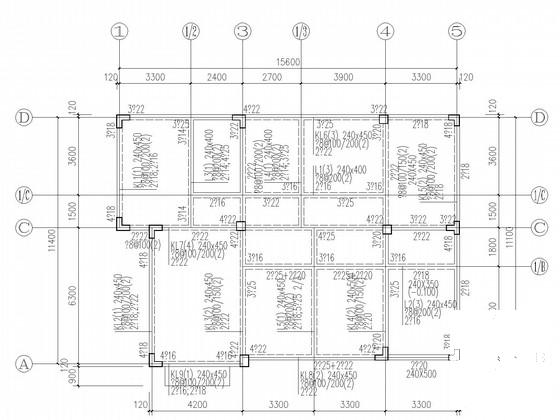 3层框架坡屋顶私人住宅楼结构CAD施工图纸 - 3