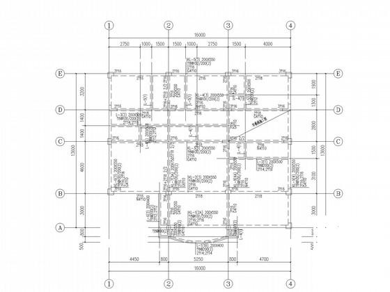 4层框架钢筋混凝土别墅结构CAD施工图纸（独立基础） - 1