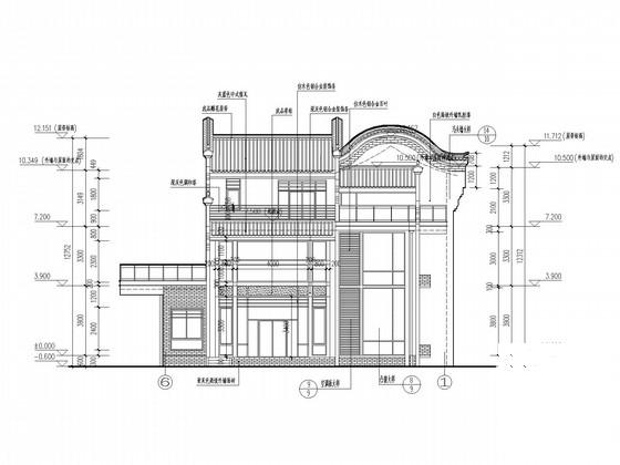 4层坡屋顶框架别墅建筑结构CAD施工图纸 - 1