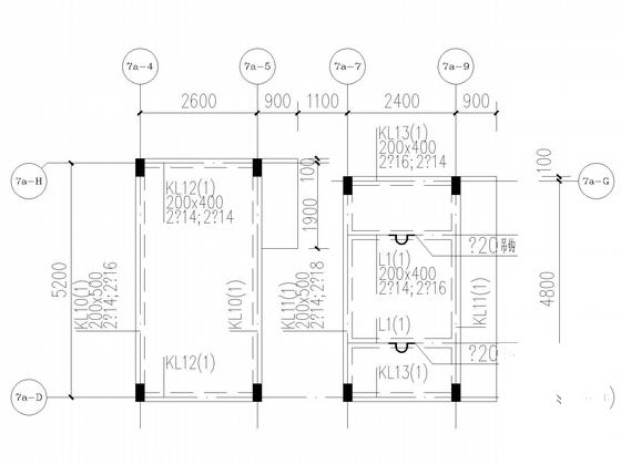 7度区9层剪力墙住宅楼部分结构CAD施工图纸(梁配筋图) - 5