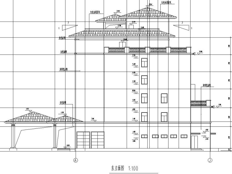 现代多层宾馆酒店建筑设计CAD施工图纸(钢筋混凝土结构) - 1