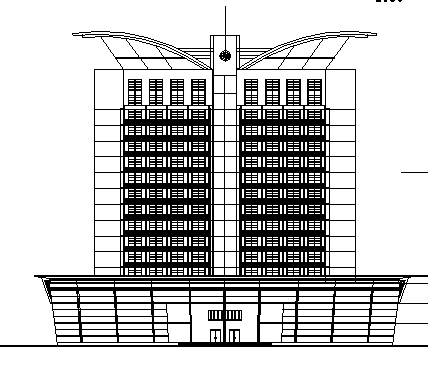 高层椭圆造型城市大酒店设计方案设计CAD图纸(建筑用地面积) - 1