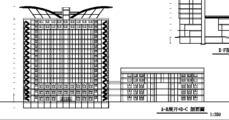 高层椭圆造型城市大酒店设计方案设计CAD图纸(建筑用地面积) - 3