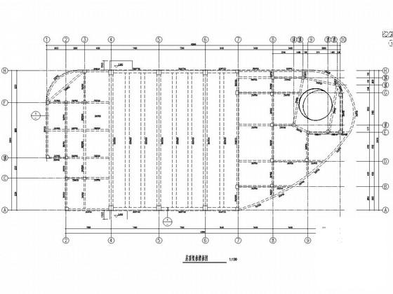 阶梯教室结构CAD施工图纸（大垮梁设计）(平面布置图) - 2