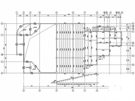 阶梯教室结构CAD施工图纸（大垮梁设计）(平面布置图) - 3