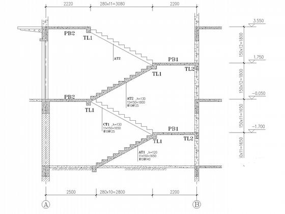 地下1层地上两层商业楼框架结构CAD施工图纸(基础平面图) - 5