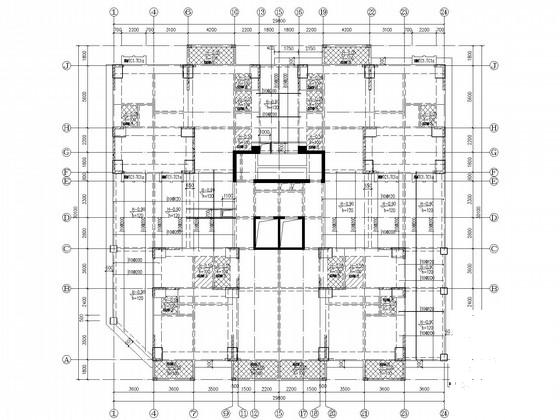 32层带两层裙房剪力墙住宅楼结构CAD施工图纸(平面布置图) - 2