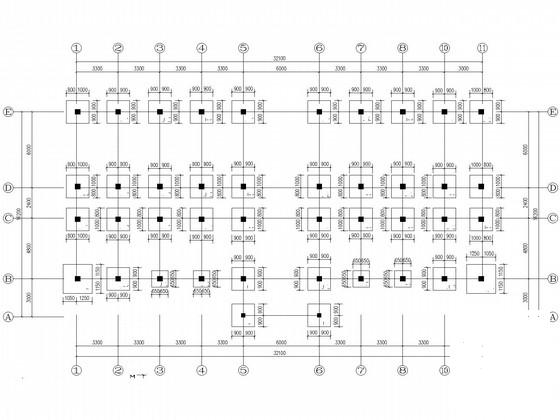 4层框架办公楼及单层车库结构CAD施工图纸(平面布置图) - 3