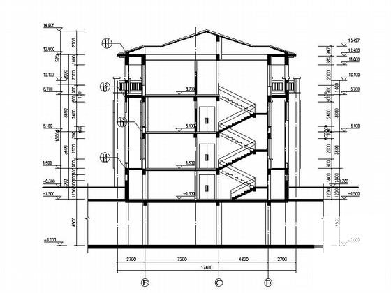 两层红色曲瓦屋面幼儿园建筑施工CAD图纸（多套方案、框架结构） - 2