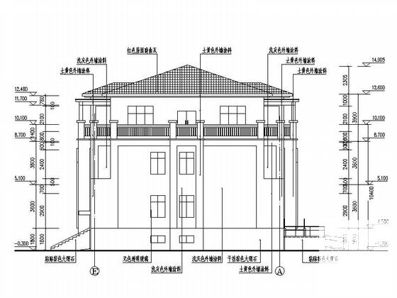 两层红色曲瓦屋面幼儿园建筑施工CAD图纸（多套方案、框架结构） - 5