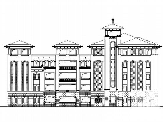 小学5层教学楼欧式建筑施工CAD图纸 - 1