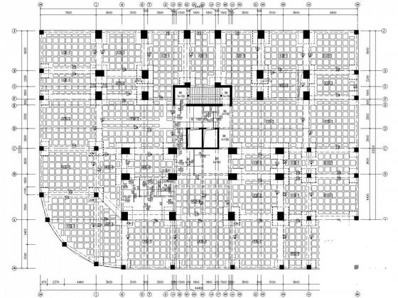 地下两层地上32层带裙房商住楼结构CAD施工图纸(空腹楼盖)(平面布置图) - 1