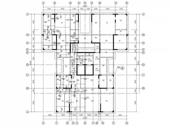 地下两层地上32层带裙房商住楼结构CAD施工图纸(空腹楼盖)(平面布置图) - 4