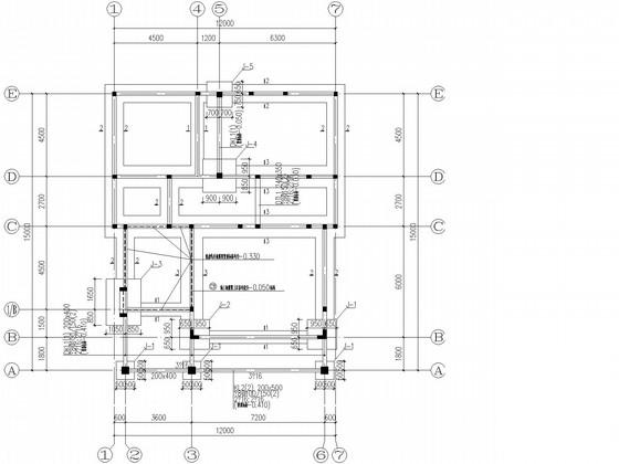 4层砖混局部框架住宅楼结构CAD施工图纸 - 2