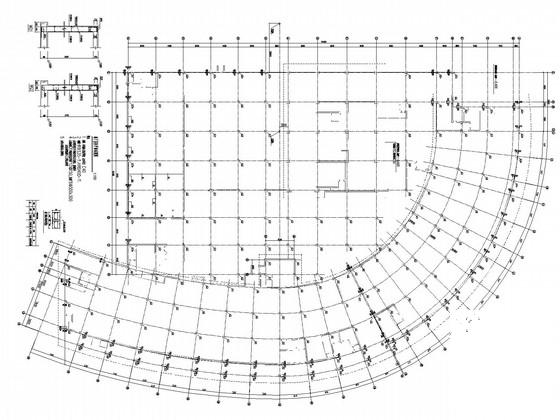 16层框架核心筒半弧形商住楼结构CAD施工图纸(构架层、管桩、含建施)(基坑平面布置图) - 1