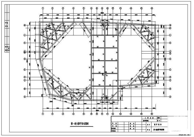 世贸写字楼基坑围护建筑CAD图纸图图纸(平面布置图) - 1