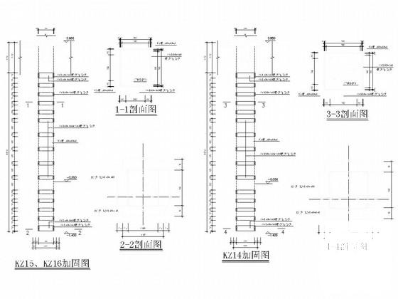 综合教学楼框架柱加固结构CAD施工图纸 - 2