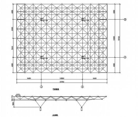 独立基础异形网架结构收费站结构CAD施工图纸(平面布置图) - 1
