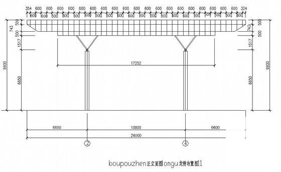 独立基础异形网架结构收费站结构CAD施工图纸(平面布置图) - 2