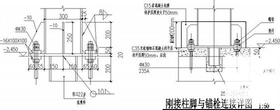 小区景观桥钢结构CAD施工图纸（独立基础） - 2